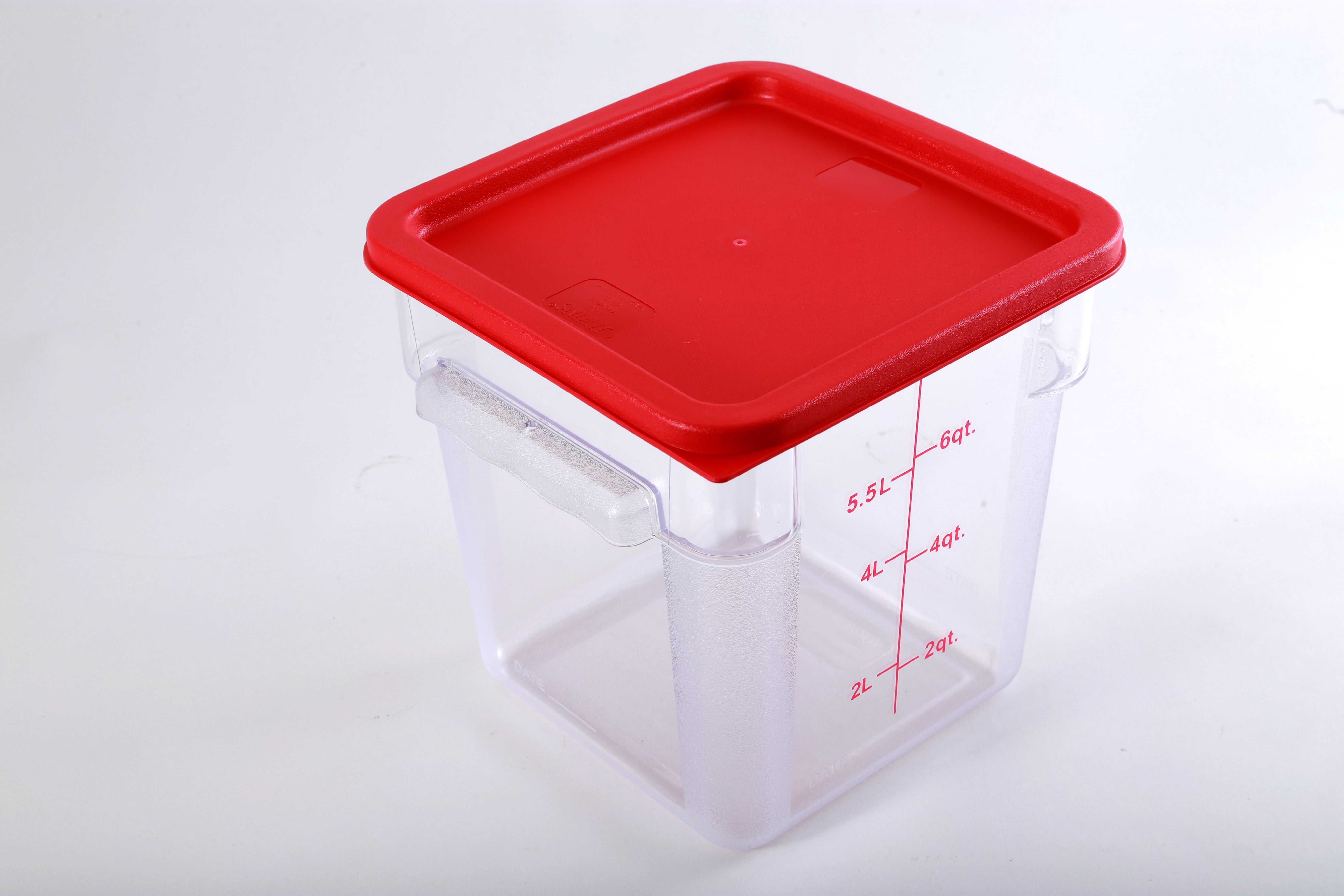 TigerChef 8 Quart Commercial Grade Clear Food Storage Square Polycarbonate  Containers With Red Lids 4 Pack