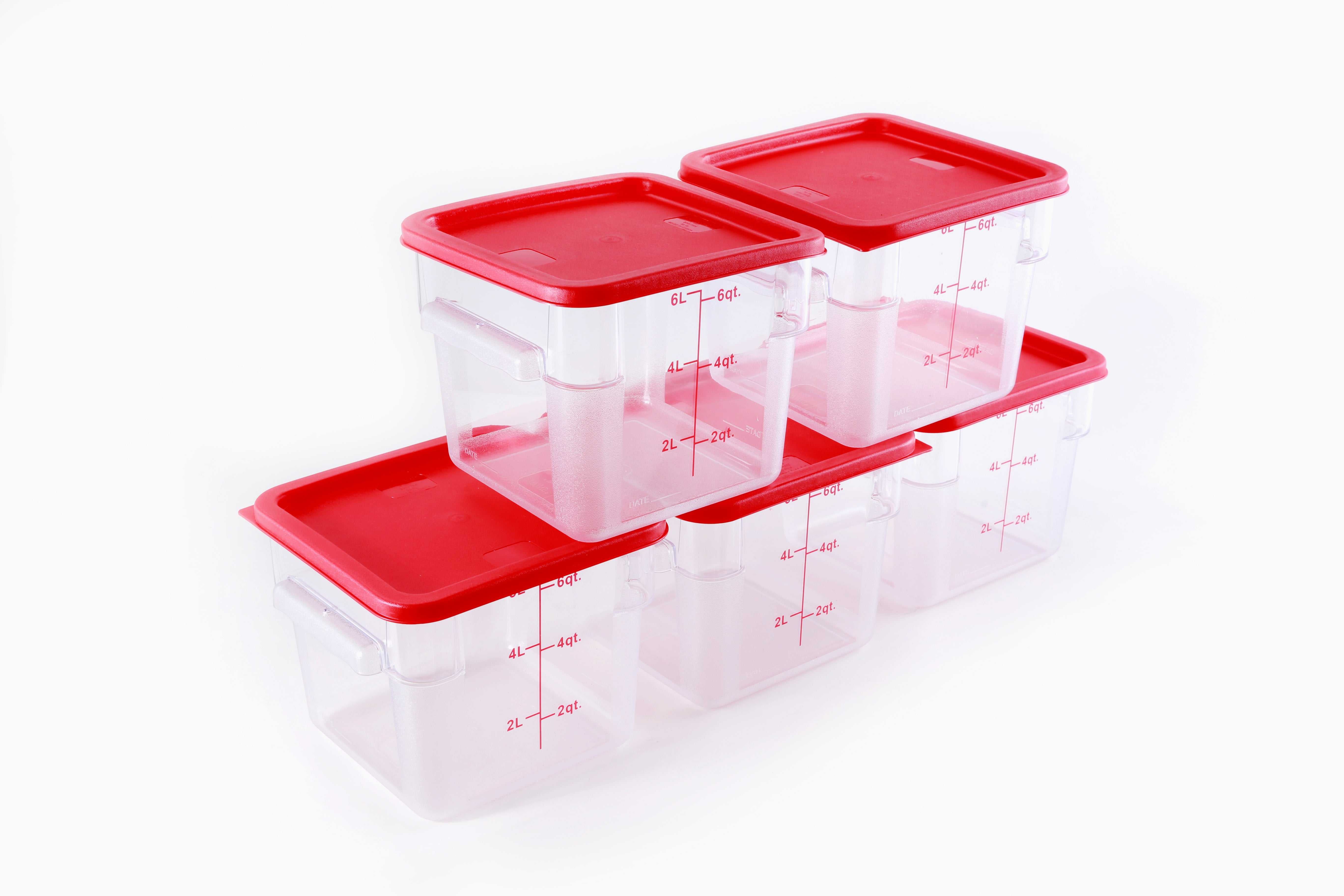 Hakka 2 Qt Commercial Grade Square Food Storage Containers With  Lids,Polycarbonate,Clear - Case of 5