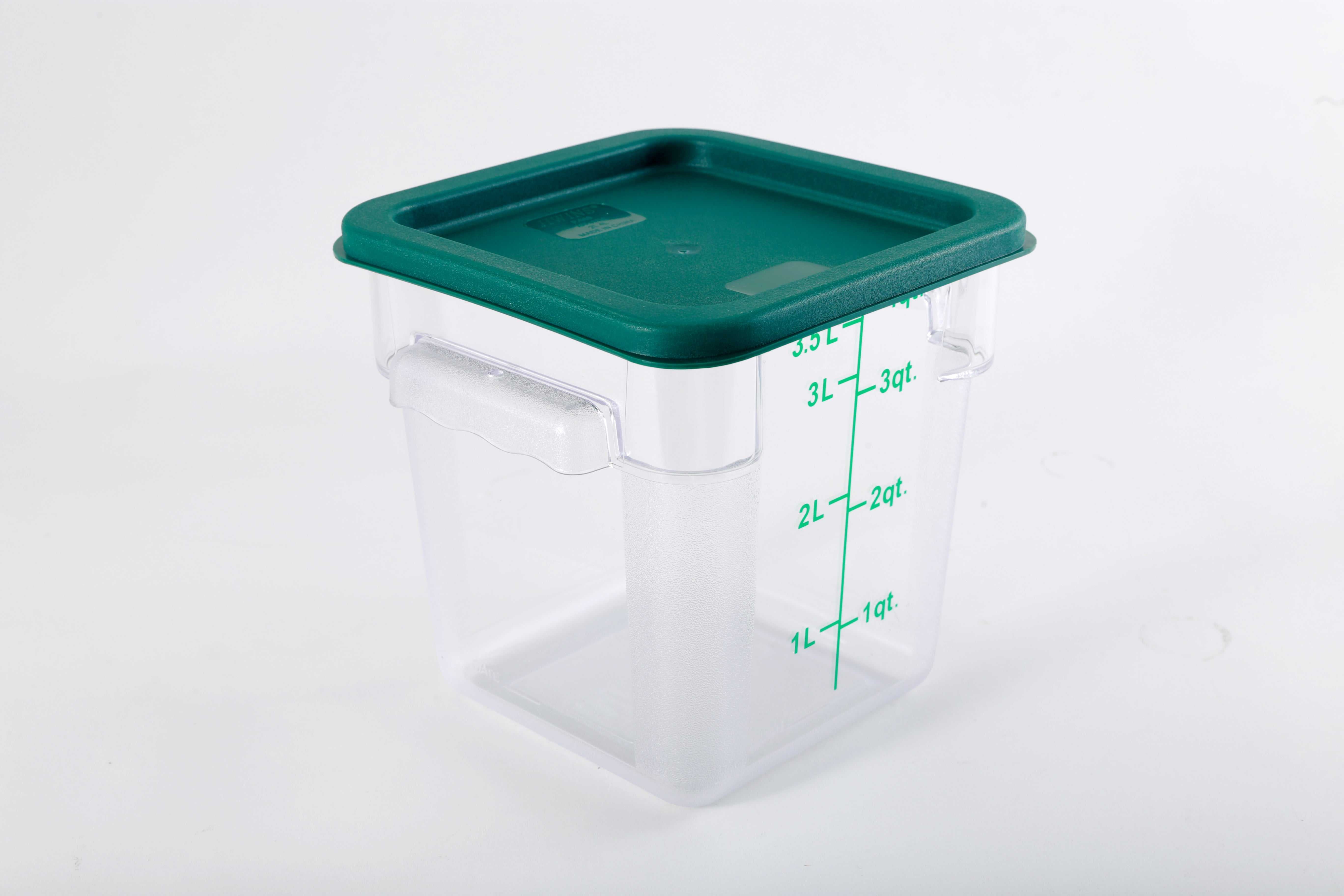 Hakka 4 Qt Commercial Grade Square Food Storage Containers with Lids,Polycarbonate,Clear - Case of 5