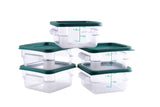 HAKKA 2 Qt Commercial Grade Square Food Storage Containers with Lids,Polycarbonate,Clear - Case of 5