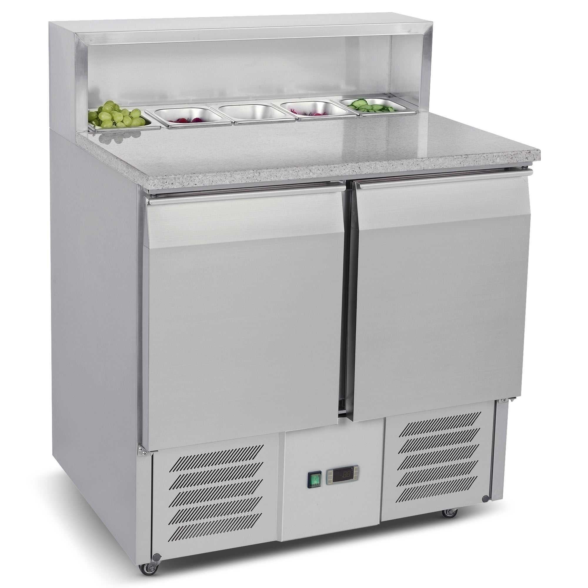 Carina Refrigerated Salad Workbench Stainless Steel Pizza and Salad Preparation Counter Commercial Display Case (PS900)