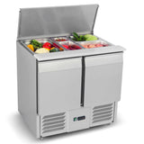 Carina Refrigerated Salad Workbench Stainless Steel Pizza and Salad Preparation Counter Commercial Display Case (S900STD)