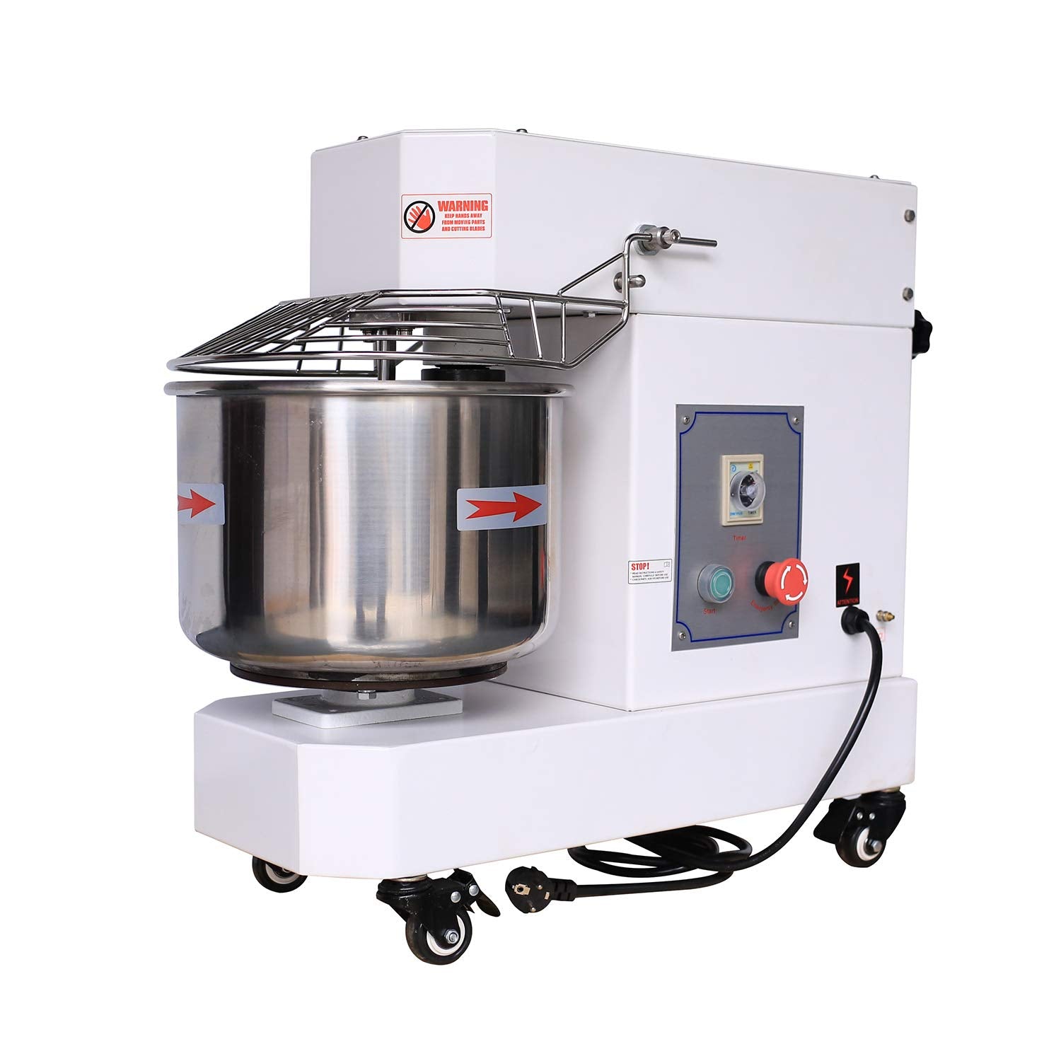 Hakka Commercial Dough Mixer, 20 Qt Spiral Mixer Food Mixer Machine with Food-grade Stainless Steel Bowl, Security Shield & Timer
