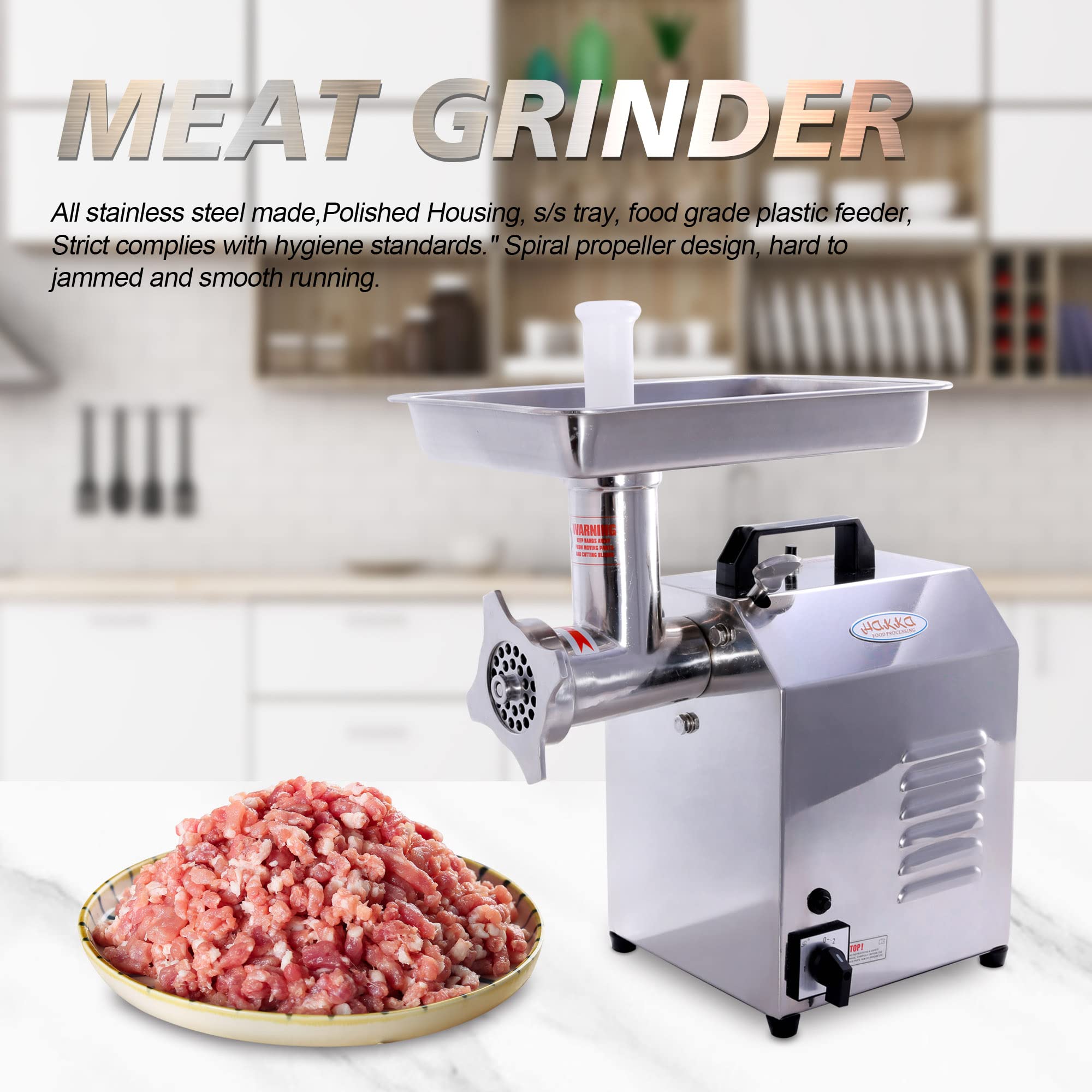 Hakka Brothers Meat Mincer Commercial Stainless Steel Electric Meat Grinder (TC8)