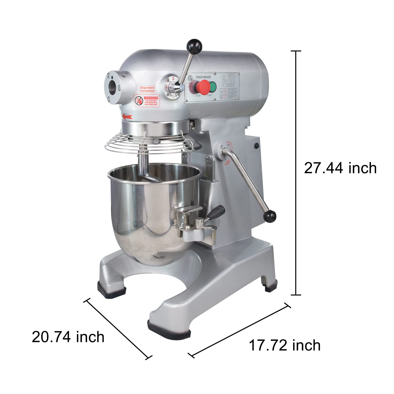 Hakka Commercial Planetary Mixers 4 Funtion Stainless Steel Food Mixer (10 Quart (M10A-4))