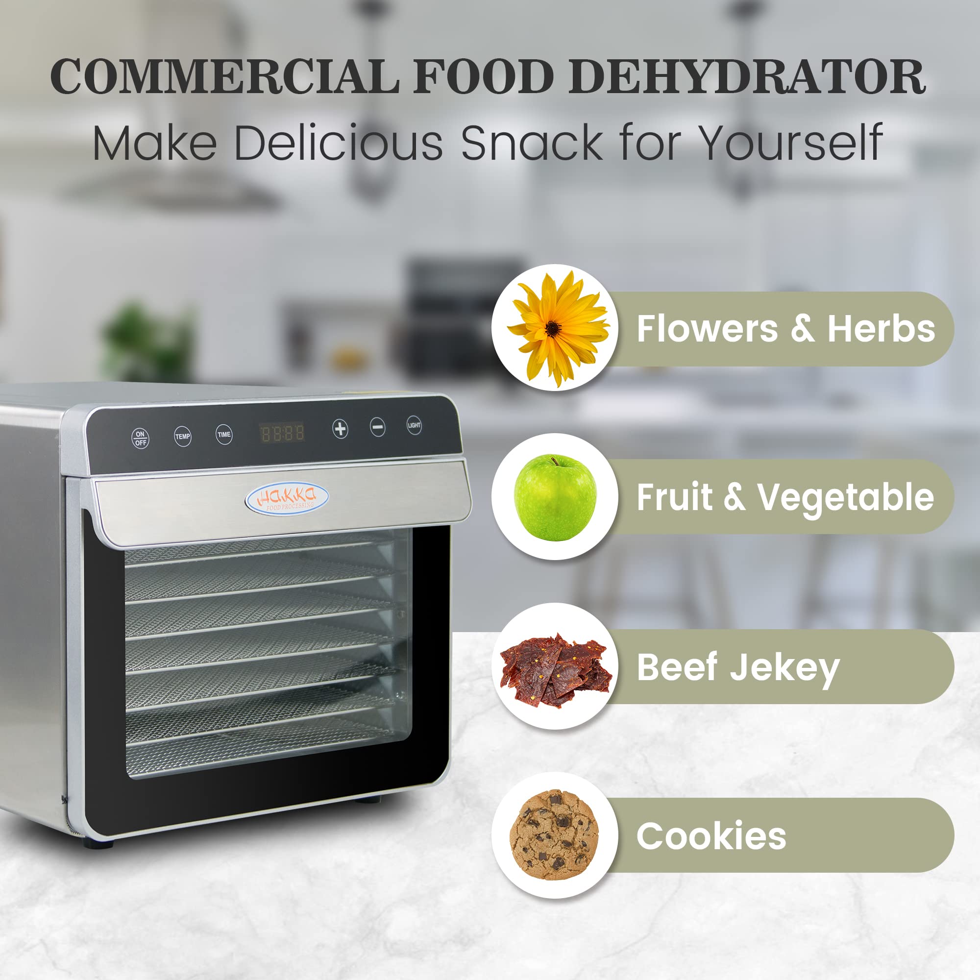 Cercker Food-Dehydrator Machine 12 Stainless Steel Trays, 800W Dehydrator  for Herbs, Meat Dehydrator for Jerky,194ºF Temperature Control,24H