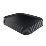 Hakka 6 Pack Restaurant Grade Non-Slip Tray,Fiberglass Serving Trays,Rectangular,17.9 x 13.9 Inch,Plastic,Black