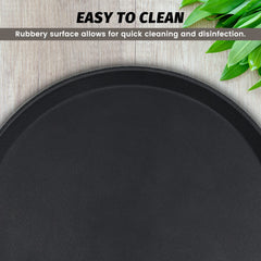 Hakka 6 Pack Restaurant Grade Non-Slip Tray,Fiberglass Serving Trays,Round,16-inch,Plastic,Black