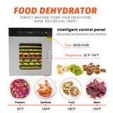 Hakka Food Dehydrator Machine, 10 Trays Stainless Steel Food Dryer Electric Fruit Dehydrators for Jerky/Meat/Herb/Beef/Mushroom