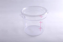 Hakka 6 Qt Commercial Grade Round Food Storage Containers With Lids,Polycarbonate,Clear - Case of 5