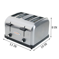 Hakka Toaster 4 Slice, Heavy-Duty Stainless Steel Toasters Commercial Toaster with Extra Wide Slots, Auto Pop-up & Removable Crumb Tray, 1800W/110V