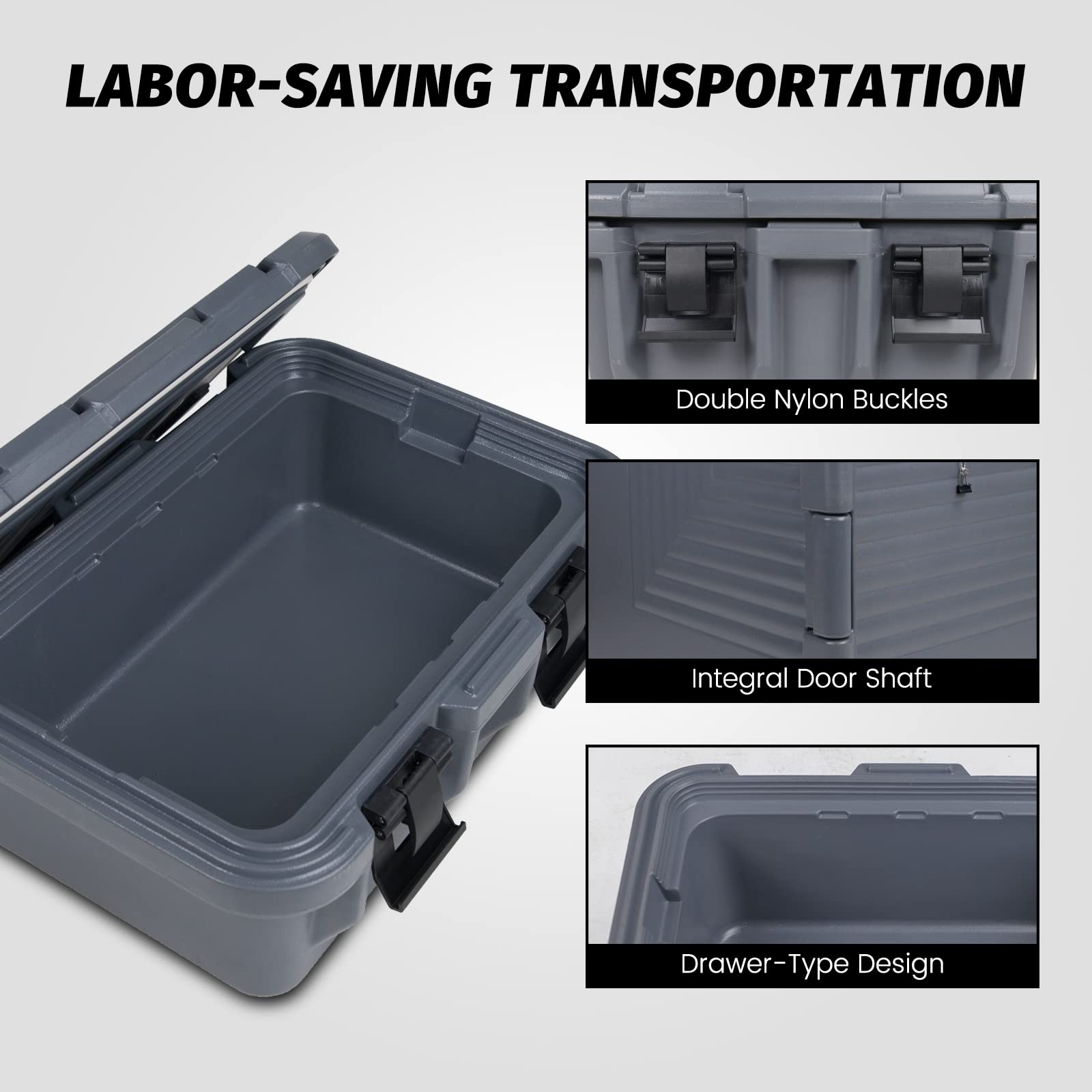 82 QT Insulated Food Pan Carrier Front Loading Food Warmer with