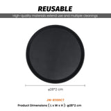 Hakka 6 Pack Restaurant Grade Non-Slip Tray, Fiberglass Serving Trays, Round, 11-inch, Plastic, Black